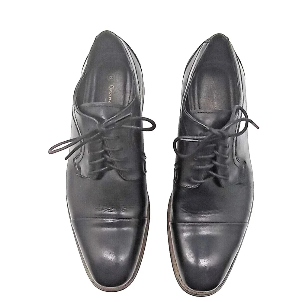 BRUNO MARC Oxfords Shoes Men's Size 8 M Leather Uppers Black Dress